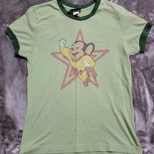 *VINTAGE* passing4sane Mighty Mouse Tee Shirt, Green, Children's Size XL